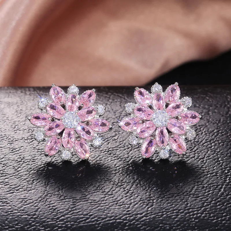 Boucles d'oreilles brillance florale