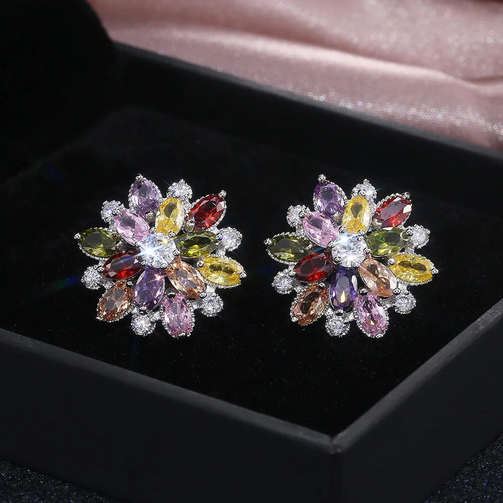 Boucles d'oreilles brillance florale