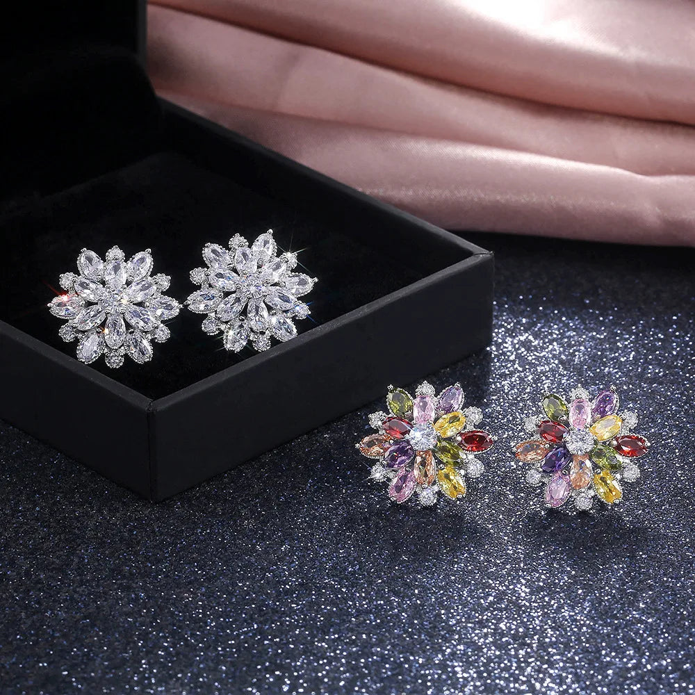 Boucles d'oreilles brillance florale